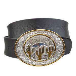 Genuine Leather belt with Cactus Buckle